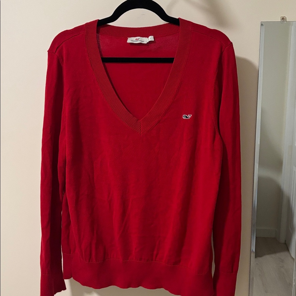Vineyard Vines Red V-Neck Sweater